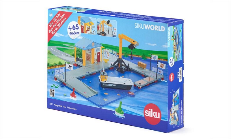 SIKU World Port de încărcare cu debarcader și barcă