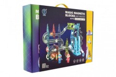 Pistă de bile magnetică din plastic 80pcs 16 bile + accesorii cu baterii și lumină în cutie