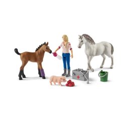 Schleich 42486 Látogató orvos kancával és csikóval
