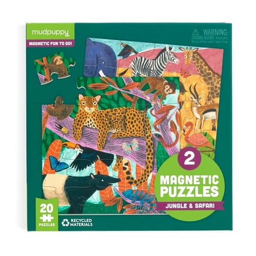 Mudpuppy Puzzle magnetyczne Safari i dżungla 2x20 elementów