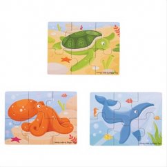 Bigjigs Toys 3in1 puzzle tengeri állatok