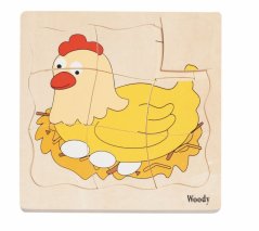 Casse-tête en bois sur planche Évolution de la poule