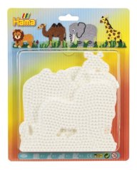 Iron-on bead mat Hama elefant, girafă, leu, cămilă 4pcs pe card 19x24cm