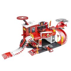 Remiza strażacka z 2 samochodami i helikopterem