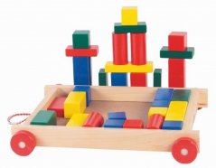 Carro de bloques de madera - 34 piezas