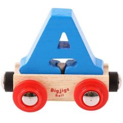 Bigjigs Rail Wagon Calea ferată din lemn pentru trenuri - litera A