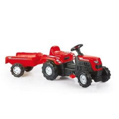 Ranchero pedálos traktor mellékvágányokkal, piros színben