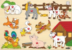 Woody Puzzle na desce - zvířata u statku