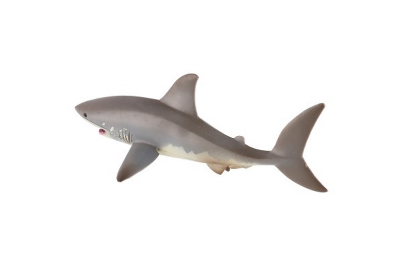 Requin blanc zoqué en plastique 17cm dans un sac