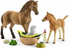 Schleich Set de mânz și cal Quarter Horse cu cățeluș și accesorii