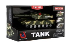 Tancul din plastic 20cm pe volantă cu lumină cu sunet care funcționează cu baterii