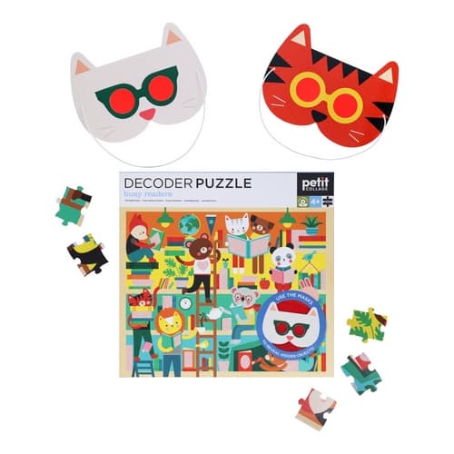 Petit Collage Puzzle Library 100 pezzi con occhiali 3D