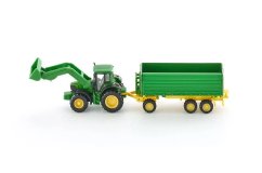 SIKU Farmer 1843 - John Deere s čelním nakladačem a přívěsem 1:87