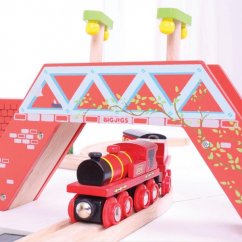 Bigjigs Rail Locomotivă roșie cu tender + 3 șine