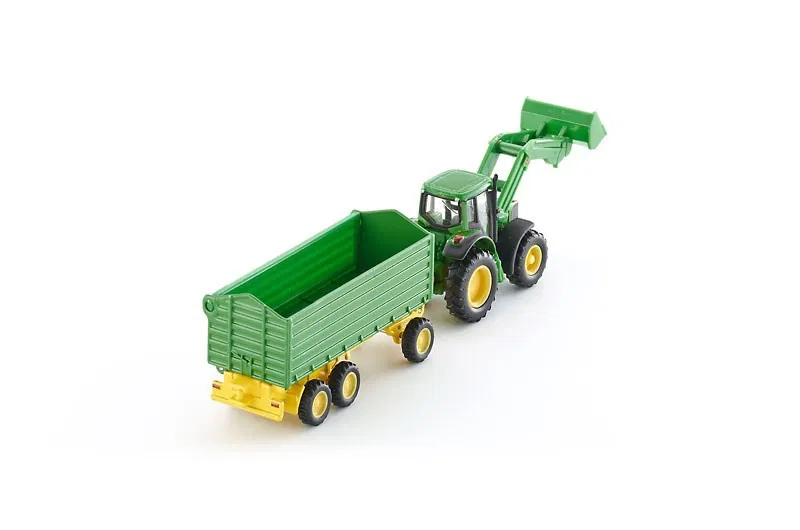SIKU Farmer 1843 - John Deere s čelním nakladačem a přívěsem 1:87