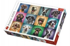 Puzzle Funny Dog Portraits 1000 pièces 68,3x48cm dans une boîte 40x27x6cm