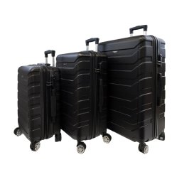 Bavy Cestovní kufr skořepinový Ribs Black - set 3 ks