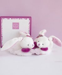 Zestaw upominkowy Doudou - Zestaw bucików z grzechotkami królik 6-12 miesięcy