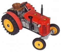 Traktor Zetor 25A piros a kulcson fém 15cm 1:25 dobozban Kovap
