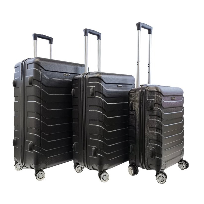 Bavy Cestovní kufr skořepinový Ribs Black - set 3 ks