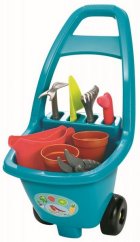Chariot de jardin avec outils, pots et arrosoir