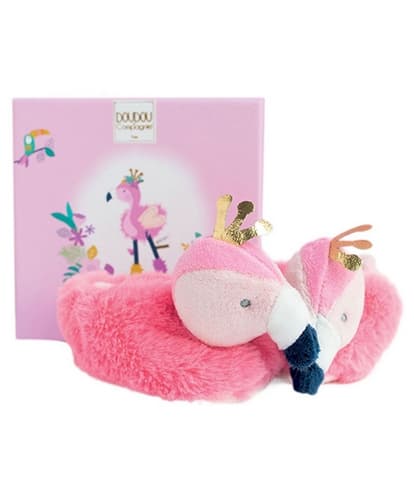 Doudou Set cadou - Primul set de ghetuțe flamingo 0-6 luni