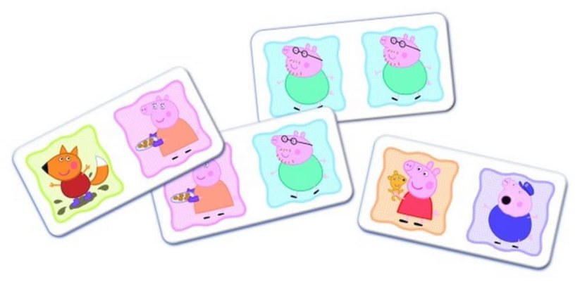 Dominos en papier Peppa Pig 21 cartes jeu de société en boîte 21x14x4cm