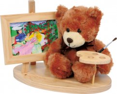 Petit Pied Support décoratif en bois avec ours en peluche