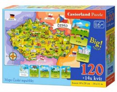 Puzzle Mapa České republiky 120 dílků + 14 kvízů naučné