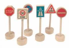 Accesorios para vías de Woody - Señales de tráfico, 6 piezas