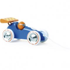 Vilac Tracțiune mașină de curse albastru cu aripă portocalie
