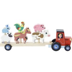 Vilac Tracteur en bois avec animaux à monter