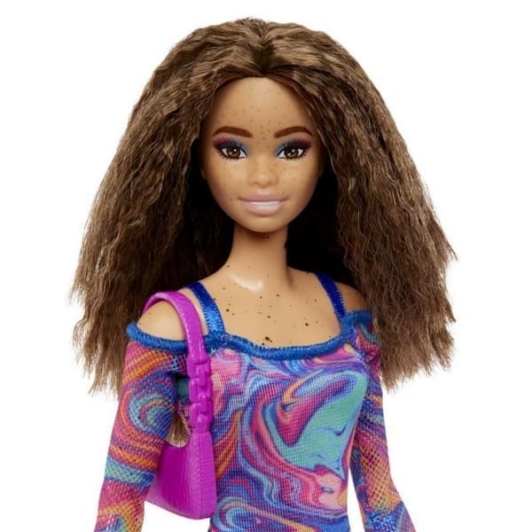 Barbie model - dúhové mramorové šaty