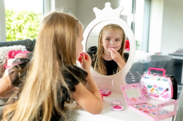 Set de machiaj pentru copii paleta cu inima înfrumusețată cu oglindă pe card 18,5x33x3cm