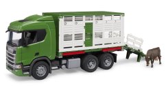 Bruder 3548 Scania Super 560R állatszállító teherautó 1 tehénnel