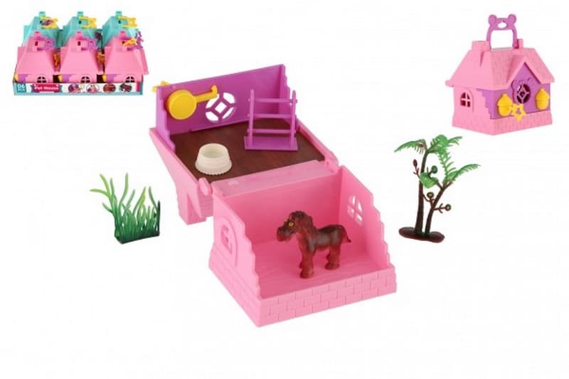 Casa para mascotas/Caja con llave y accesorios 2en1 de plástico