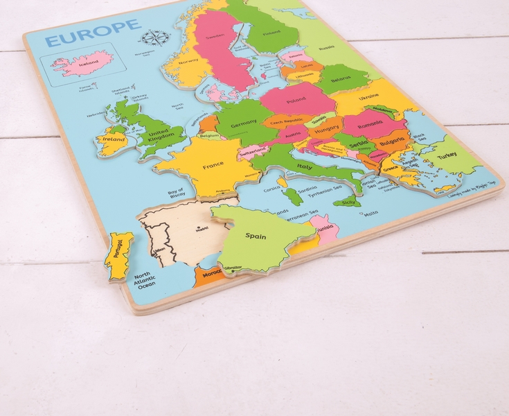 Casse-tête en bois Bigjigs Toys Carte de l'Europe 25 pièces
