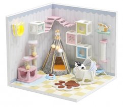 Deux enfants maison miniature Maison chaton Miaou