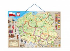 Magnetyczna mapa Polski z obrazkami i gra towarzyska 3 w 1