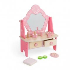 Bigjigs Toys Fából készült kozmetikai asztal rózsaszínű