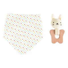 Ensemble bavoir et jouets de dentition Petit Collage Lapin