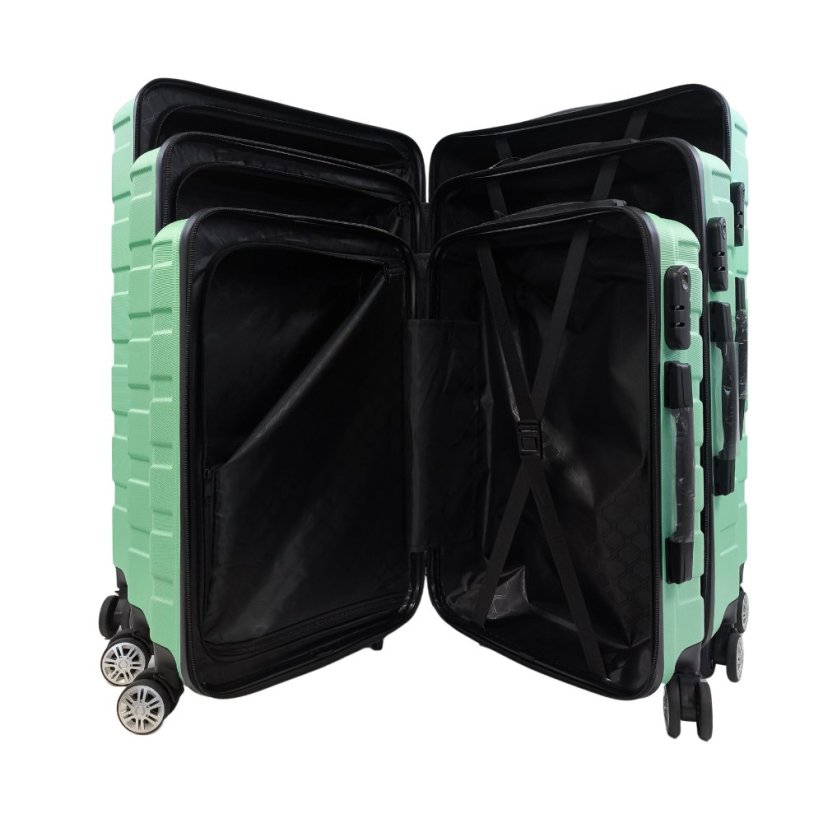 Bavy Cestovní kufr skořepinový Ribs Light green - set 3 ks