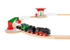 Trenuleț de Crăciun cu locomotivă cu aburi alimentată cu baterii