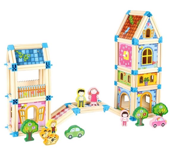 2Kids Toys Dřevěná stavebnice Zámek barevný