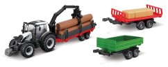 Bburago - FARMLAND, Set Valtra N174 se třemi přívěsy, 10 cm