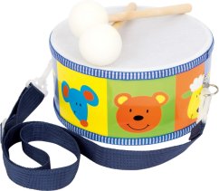 Malé detské drevené hudobné nástroje Drum Animals