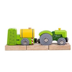 Tractor feroviar Bigjigs cu siding verde