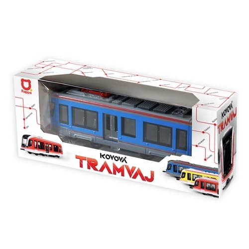 Kovová tramvaj modrá 20 cm