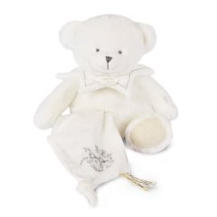 Doudou Set cadou Ursuleț de pluș cu pătură 30 cm bej