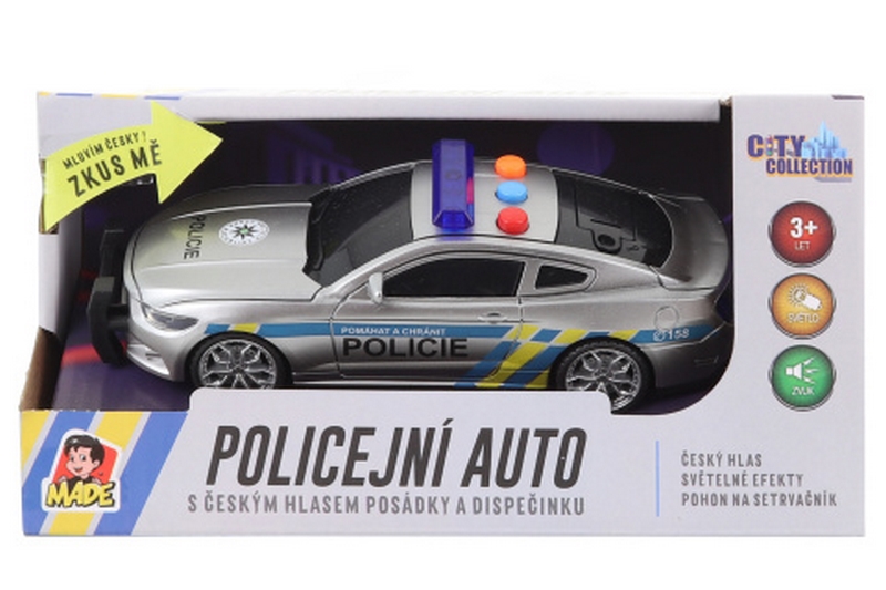 Samochód policyjny na kole zamachowym z czeskim dźwiękiem